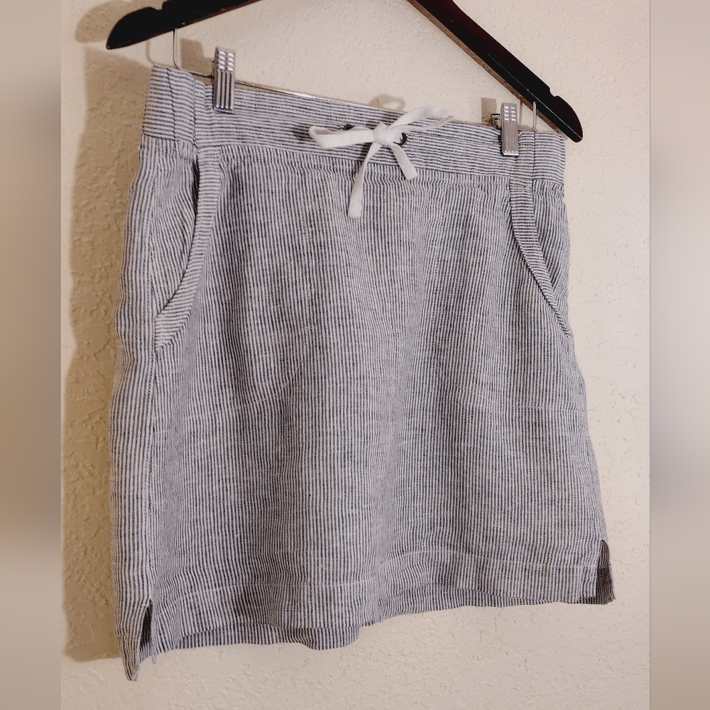Athleta Linen Striped Skirt With Pockets - Picture 3 of 6
